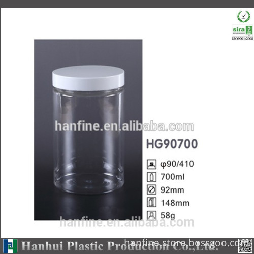 Hanhui brand high quality pet plastic jar for food/PET design/700ml/big jar